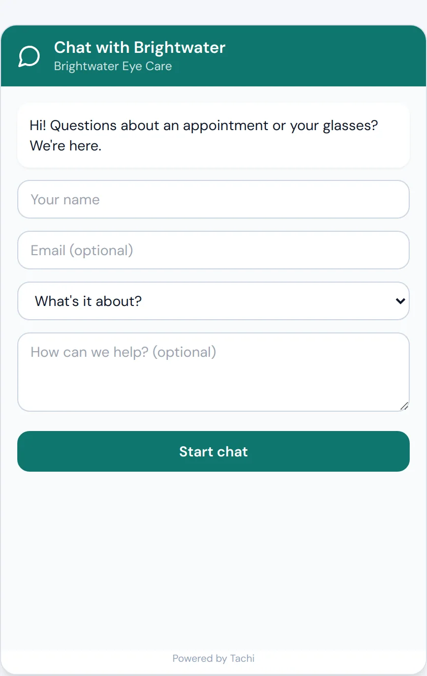The live chat window a website visitor sees